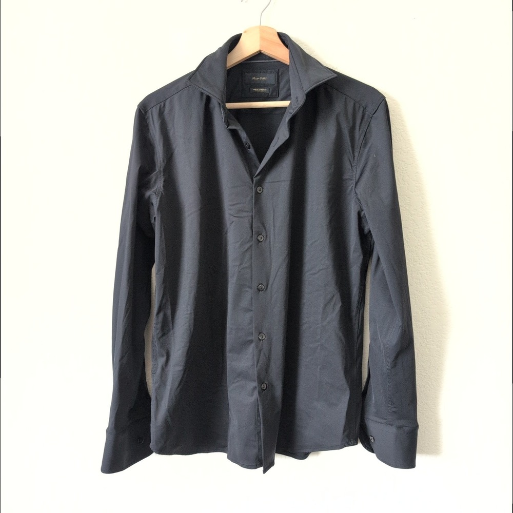 Porter & Ash Kinetic Stretch Mens Black Long Sleeve Button Down Shirt Size M‎